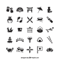 Japanese icons collection Free Vector