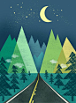 The Long Road at Night Print by automatte #etsy: Night Art, Color Palettes, Illustrations, Totes Bags, Art Design, Night Prints, Art Prints, Long Roads Design, Jenny Tiffany