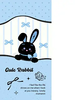 壁纸｜甜酷风蓝黑色系小兔子 - 小红书