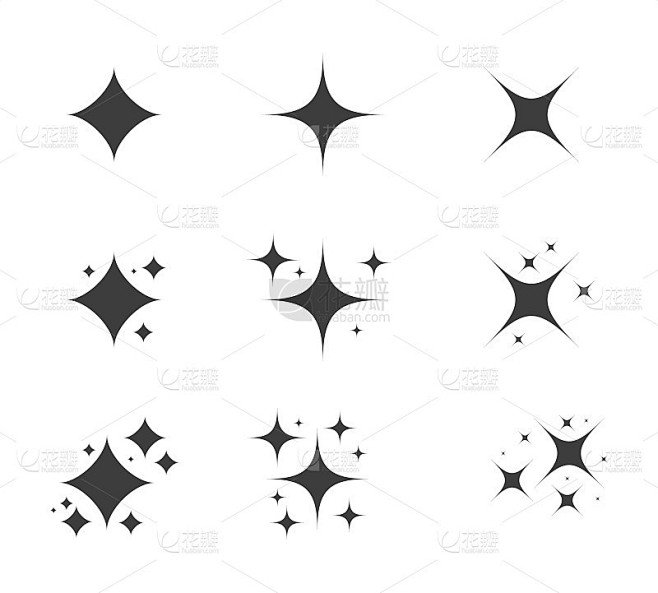 闪耀的图标集。闪亮的卡通明星。发光的光效果星星和爆发收集