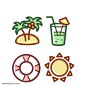 夏日图标椰子树饮料游泳圈太阳矢量元素图标