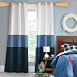 wholeHome CASUAL(TM/MC) ''Annie'' Triple-Band Foam-Back Grommet Panel Pair - Sears | Sears Canada in white/blue/navy for Connor's room $59.97: 