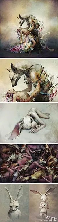 日本自由插画师长谷亮平插画新作，他的作品风格诡异，充满张力和细节。官方网站：。