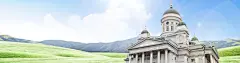 欧式城堡田园风格背景 网站广告图 草坪 蓝天 风景 摄影照片 设计图片 免费下载 页面网页 平面电商 创意素材 png图片