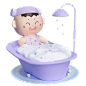 3D立体婴儿人物洗澡
