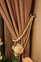 Glamorous curtains using thrift store pearls :-) - Cute for walk-in closet/dressing room: 