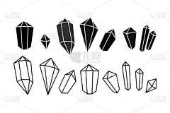 手绘图标水晶宝石剪影在涂鸦风格。矢量插图轮廓。