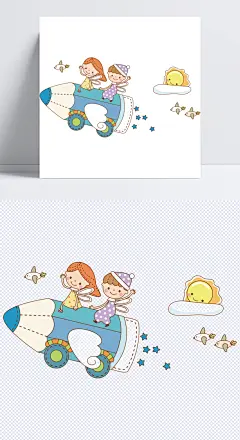 飞行的女孩|女孩,卡通,飞行,铅笔,小鸟,云,星星,卡通元素,手绘/卡通