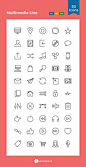Multimedia Line  Icon Pack - 50 Line Icons