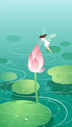 荷花荷叶与蜻蜓精灵图片下载