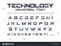 Technology font. Geometric, sport, futuristic, future techno alphabet. Letters and numbers for military, industrial, hi-tech logo design. Modern minimalistic vector typeface