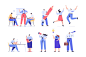 Big Vector set of people characters : Big Vector set of people characters. Modern Flat design. Perfect for motion animation, websites, promo. Vector files, fully editable. Each character is isolated on transparent (125 Png