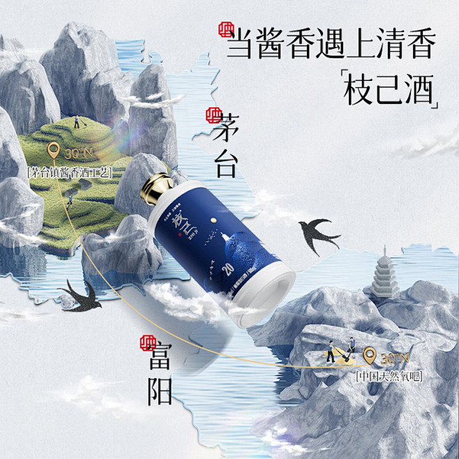 枝己20年产江南酱香型工艺白酒53度纯粮...