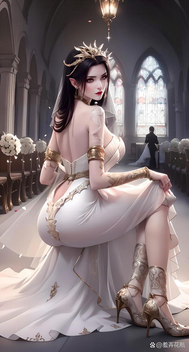 美杜莎女王一身白色婚纱，圣洁无暇...@...