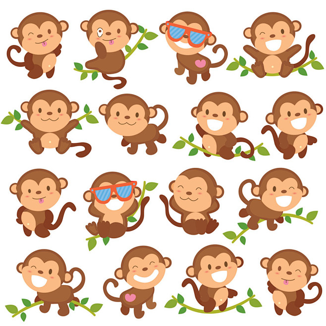 一群快乐的猴子图片