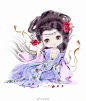 袅娜少女羞，岁月无忧愁。
古风人物插画，Q版#古装# 小可爱系列。
（画师@画画的小夏 ）
#古风插画# ​​​