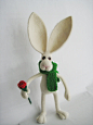 White Rabbit OOAK needle felted soft sculpture Needlefelted animal sculpture
