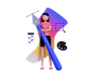 Woman graphic designer holding a pen tool 3D Illustration