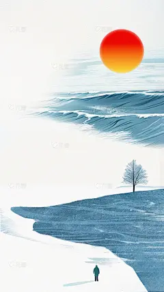 冬季节气海浪雪地背景