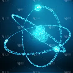 核电站,原子,绘画插图,太空,概念,背景,三维图形,蓝色,黑色,照亮