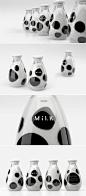 This design is so simply yet very sophisticated. The use of only black and white makes the design feel complete. The contrast it creates draws the viewer in. The white is created with the milk inside; the glass bottle is used in a purposeful manner.