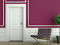living area with Sherwin-Williams 6566 Frambroise purple paint on walls, Pantone color of the year 2014 radiant orchid