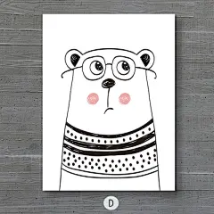 创意儿童房装饰画宜家客厅餐厅挂画北欧小清新床头画手绘卡通动物-淘宝网