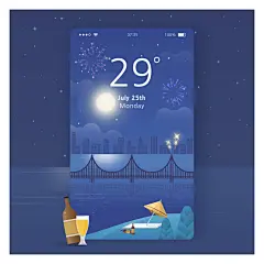 m0124_天气插画扁平渐变十二节气屏幕壁纸UI风景卡通矢量AI素材-淘宝网