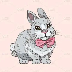 兔子,动物手,幽默,可爱的,贺卡,复活节,背景分离,灰色,野生动物,复古风格