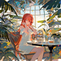 午后；阳光；咖啡；礼服