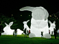 These awesome illuminated inflatable white rabbits... | Archie McPhee's Endless Geyser of AWESOME! : These awesome illuminated inflatable white rabbits are the work of Australian artist Amanda Parer for an installation entitled Intrude. In May 2014 the gi