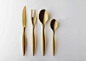 cutlery set inspired by the soft curves of the venus statue | Designboom Shop : Venus line is a unique set of cutlery with uniformly asymmetric shape in matt gold color. Its well-rounded soft curves reminds of the Venus statue, which beauty is appreciated