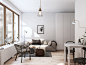 Scandinavian flat : Visualisation of white scandinavian interior