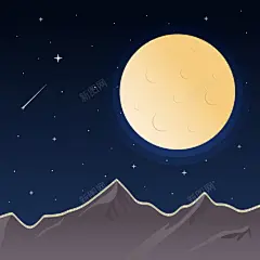 山头上的圆月矢量图 平面电商 创意素材