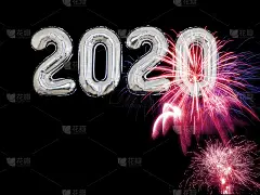 2020年新年气球银和烟花