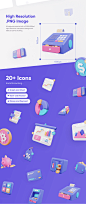 金融业的现代和创意3D图标集，财务 - 金融3D图标集