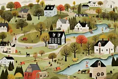 农村建设乡村振兴建设美丽乡村插画