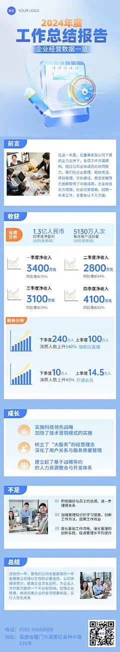 年终总结汇报清透风文章长图