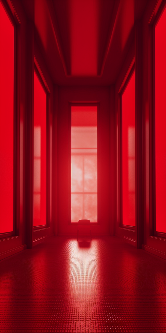 red room with large ...