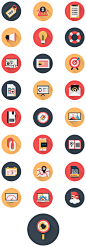 Business Icons and Web Icons Set - Flat Icons : Flat icons design modern vector illustration set of various business , seo , web service items, web and technology development, business management symbol, marketing items and office equipment.Archive includ