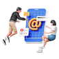 电子邮件应用程序设计 3D 插图