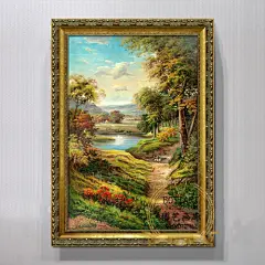 欧式油画纯手绘山水风景美式别墅客厅玄关走廊招财风水装饰画定制-淘宝网
