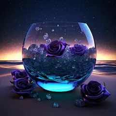 梦幻果冻色浪漫创意唯美玫瑰插画