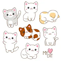 一套可爱猫卡哇伊风格的收藏插画素材_ID:424765266