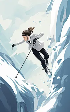 滑雪人物场景AI图冬天场景图