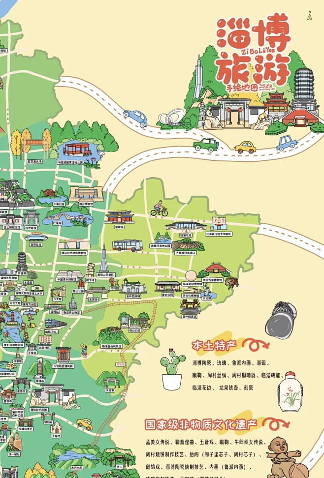 淄博旅游手绘地图 - 小红书