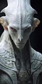 Kind race empathetic luminous,starcraft Anthropomorphic Concept creature otherworldly, bright, glossy organic snow white color, pure, ceramic glossy skin texture, androgynous luxe creature,alabaster opalescent skin, fantasy sci-fi humanoid character