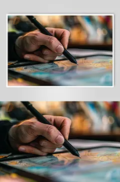 AI数字艺术使用ipad画画板绘插画师摄影图