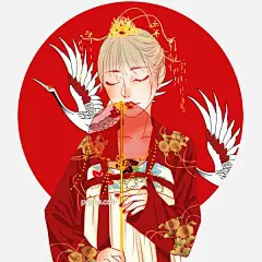 复古中国风圆环仙鹤仕女图图片大小2000x2000px 图片尺寸2.01 MB 来自PNG搜索网 pngss.com 免费免扣png素材下载！飞鹤#复古#古代#卡通手绘#仕女#唐代#仙鹤#圆环#中国风#