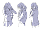 「三つ編みを編んでいる様子を描いてみる。」 [1]
